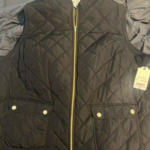 New with Tags Black Quilted Vest with Gold Zipper